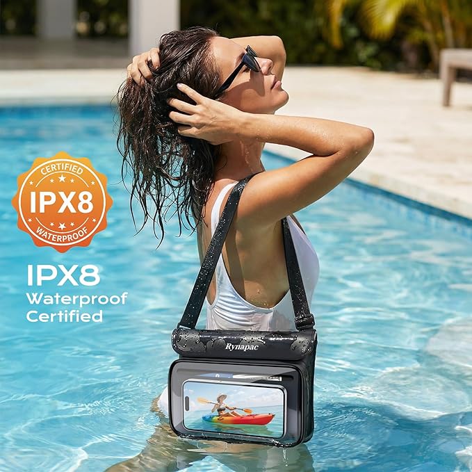 IPX8 Waterproof Fanny Pack, [Up to 8.5"] Waist Bag for Women, Floating Phone Pouch Dry Bag for iPhone 17 16 15 Pro Max, Passport, Wallet, Card, Travel Beach Kayaking Boating Essentials, 2 Pack