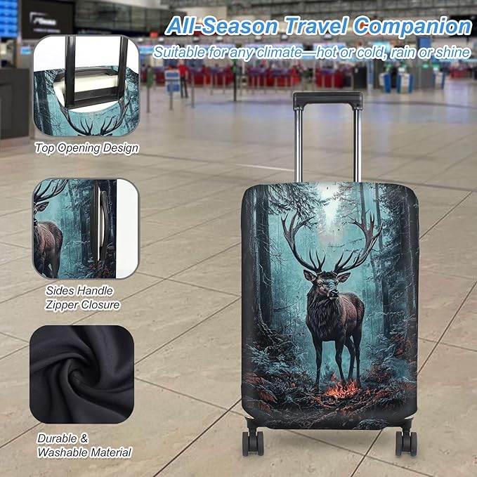 Luggage Cover Protector for 26-28 Inch Suitcases, TSA Approved Elastic Travel Suitcase Covers, Anti-Scratch Washable Luggage Sleeve for Carry On & Checked Bags, Enormous Stag