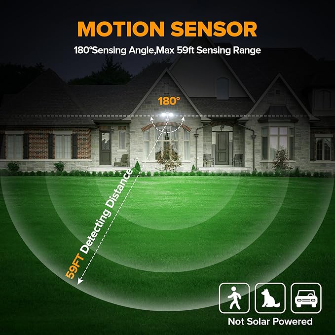 LUTEC 34W 3700 Lumen LED Security Lights Motion Sensor Light Outdoor with Night Light, 5000K IP65 Waterproof, Dusk to Dawn, Hardwired Motion Detector Flood Light for Garage, Yard-White Night Light