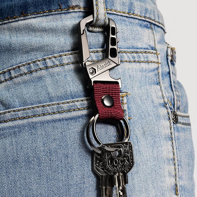 Heavy duty key chain,bottle opener function car keychains,versatile metal snap hook carabiner clip and 2 key rings