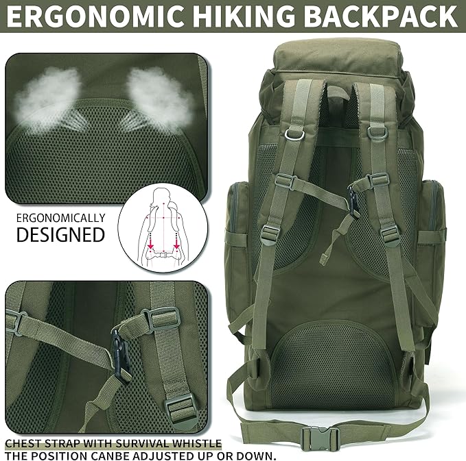 Hiking Backpack for Men 70L/100L Camping Backpack Military Rucksack Molle 3 Days Assault Pack for Climbing | Camping Backpack, 3 Days Assault Pack, for Climbing