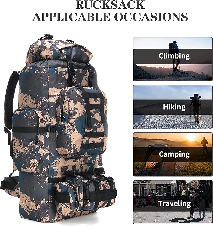 100L Camping Hiking Backpack,Molle military Tactical rucksack backpack,Waterproof Lightweight Hiking Backpack