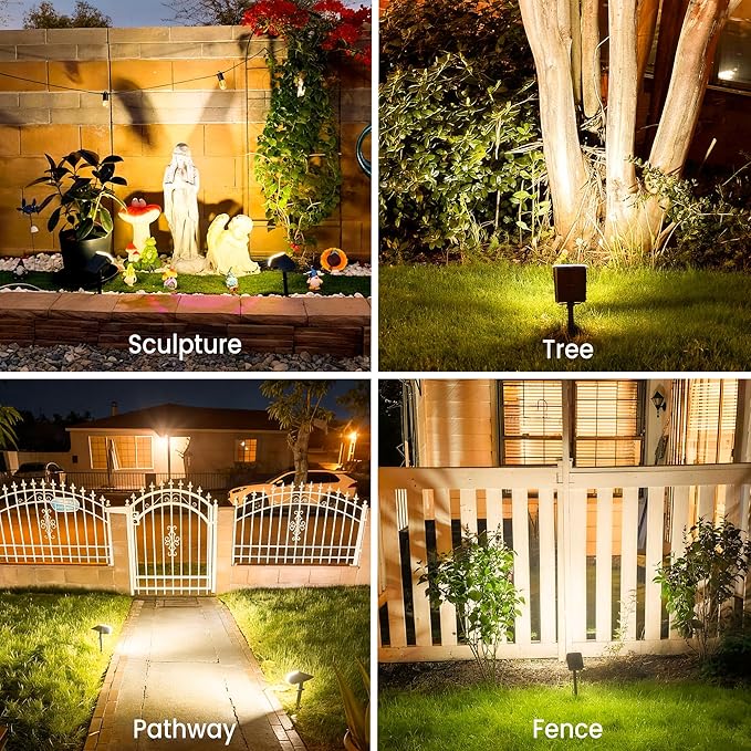 Solar Lights Outdoor Waterproof IP65, Super Bright LED, 3000K 2 Lighting Modes, Solar Powered Yard Garden Solar Spot Lights for Outside Landscape Auto On/Off -8 Pack