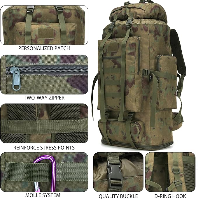 Hiking Backpack for Men 70L/100L Camping Backpack Military Rucksack Molle 3 Days Assault Pack for Climbing | Camping Backpack, 3 Days Assault Pack, for Climbing