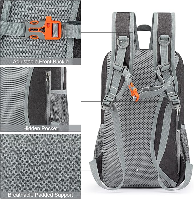 G4Free Mini 10L Hiking Daypack Small Hiking Backpack Cycling Compact Shoulder Backpack Outdoor for Men Women(Dark Grey)