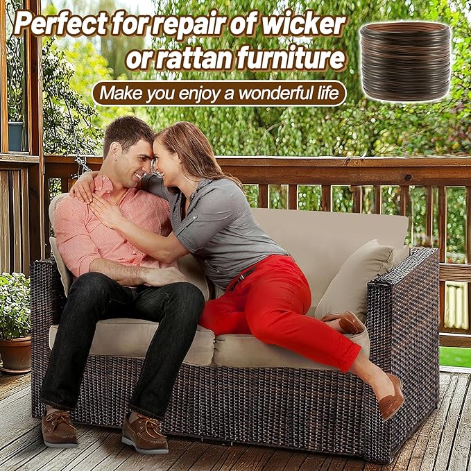 Biggun 230ft Wicker Repair Kit - Rattan Patio Chair Sofas Repair Supplies for Outdoor Lawn Furniture, Premium New Materials Basket Weaving Webbing Replacement Parts