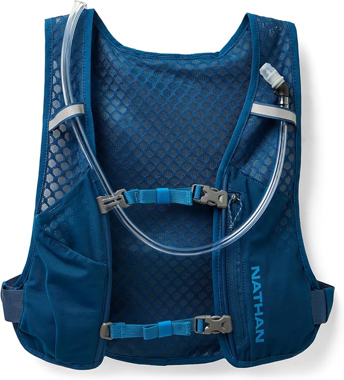 Nathan QuickStart Hydration Pack Vest with Bladder or flasks, Storage Pockets, Breathable Moisture-Wicking Fabric, Adjustable Straps for Running, Hiking, Walking, Marathons, Obstacle Races
