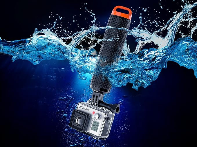 Floating Hand Grip Waterproof Monopod for GoPro Hero 13 12 11 10 9 8 7 6 5 4 3+ Session Black Silver Action Camera Handler & Handle Mount Accessories for Underwater Snorkeling & Water Sports (Orange)
