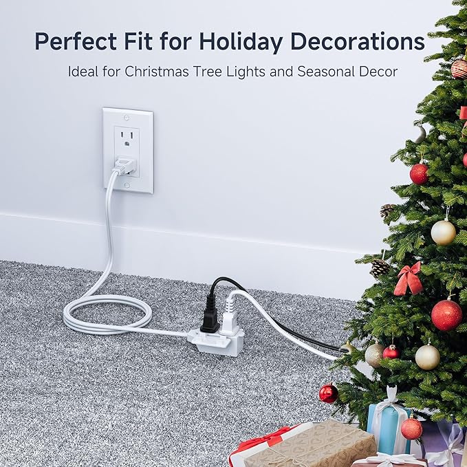 [ETL Listed] Cable Matters 2-Pack 16 AWG 2 Prong Long Extension Cord 15 ft, 13A 3-Outlet Extension Cords with Tamper Guard, 13 Amp, 1625 Watts, White