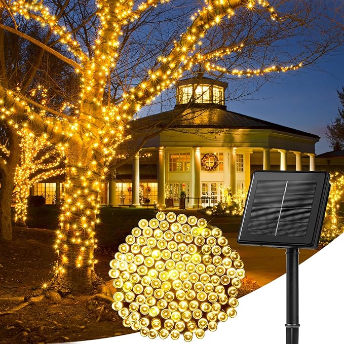 Minetom Solar String Lights Outdoor Waterproof, Extra Long 72FT 200 LED Solar Powered String Lights with 8 Lighting Modes, Solar Light for Outdoor Outside Tree Balcony Gazebo, Warm White