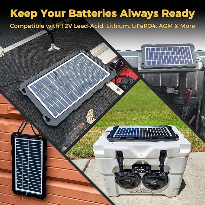 SUNAPEX 12V Solar Battery Charge: 8W Waterproof Portable Solar Panel Kit - Battery Maintainer Trickle Charger - with Upgrade Built in Charge Controller for Car Boat RV Trailer Automotive Motorcycle