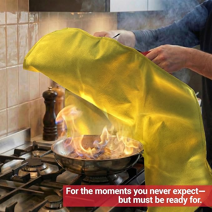 National Park Foundation Partner Emergency Silicone Fire Blanket with Safety Handles, 40"x40" Silicone Coated UM9 Fiberglass Fire Blanket, Home and Kitchen Fires, Camping Gear, Designed in USA(2Pk)