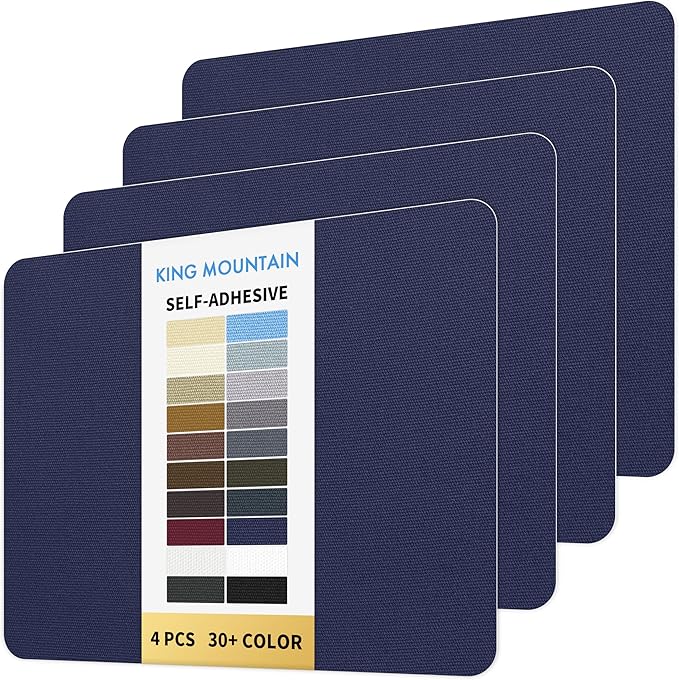 KING MOUNTAIN Canvas Repair Patch 9 x11 Inch 4 Pcs Self-Adhesive Waterproof Fabric Patch for Sofas, Tents, Furniture,Tote Bags, Car Seats (Dark Blue)