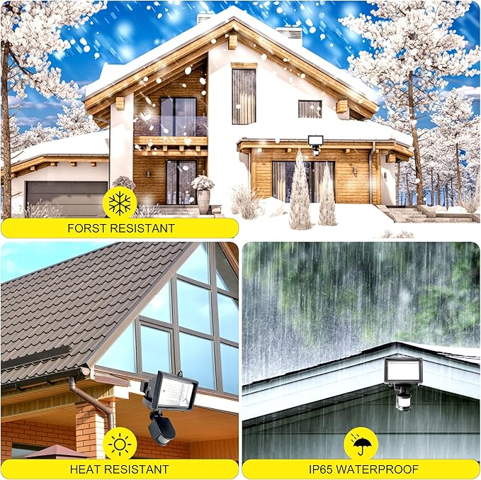 SUNLONG Solar Motion Lights Outdoor Waterproof Motion Sensor Outdoor Lights Digital Adjustable PIR Security Lighting for Front Door Patio Deck Pathway (Natural White)