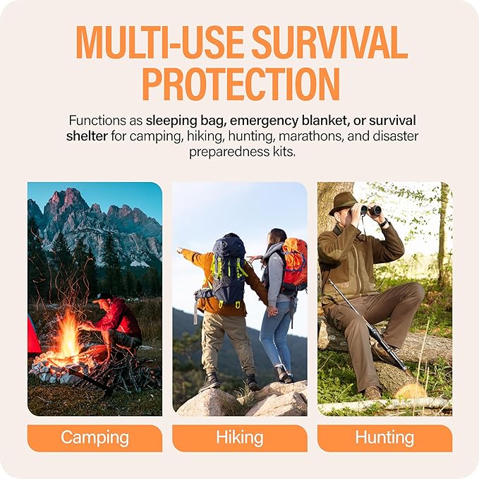 Primacare CB-3684 Emergency Sleeping Bag for Survival – Mylar Blanket/Tent Used for Emergencies, Camping, Hiking, Hunting, Marathons, Outdoors, and Perfect for Medical First Aid Supply Kits, Adult