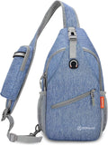 ZOMAKE Sling Bag,Small Crossbody Sling Backpack,Water Resistant Shoulder Daypack for Travel,Anti Thief Chest Bag for Hiking(Light Blue)