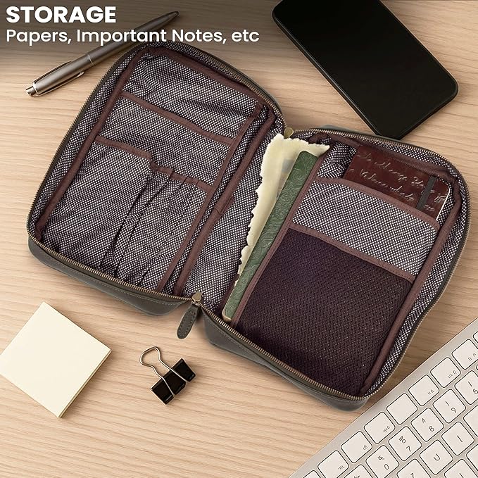 LEATHER VILLAGE Handmade Vintage Leather Bible Cover for Men & Women - Large Protective Bible Case & Organizer for Church, Travel & Study Christian Religious Antique Bookmark - Olive