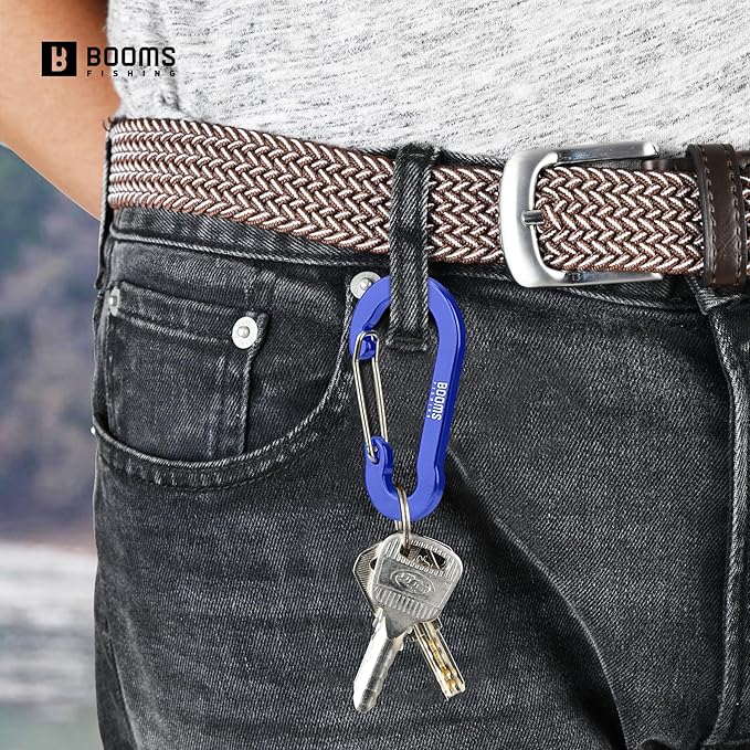 Booms Fishing CC5 Multi-Use Carabiner Clips, 10 Pack 2.7" Small Caribeener Clips, Mini Keychain Aluminum Caribeaner Clip