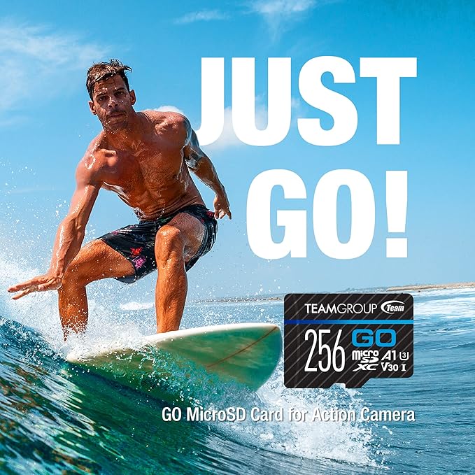 TEAMGROUP GO Card 1TB MicroSDXC UHS-I U3 V30 4K for Action Cameras & Drone High Speed Flash Memory Card with Adapter for Outdoor Sports&Vlog, 4K Shooting,GoPro&Insta360&DJI TGUSDX1TU303