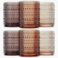 Khen Hobnail Beaded Highball Drinking Tumbler Glasses | Set of 6 | Color, Vintage Bubble Design Whiskey Glassware, Old-Fashioned, Embossed Design for Water, Wine, Cocktail Embossed, Rocks Glass