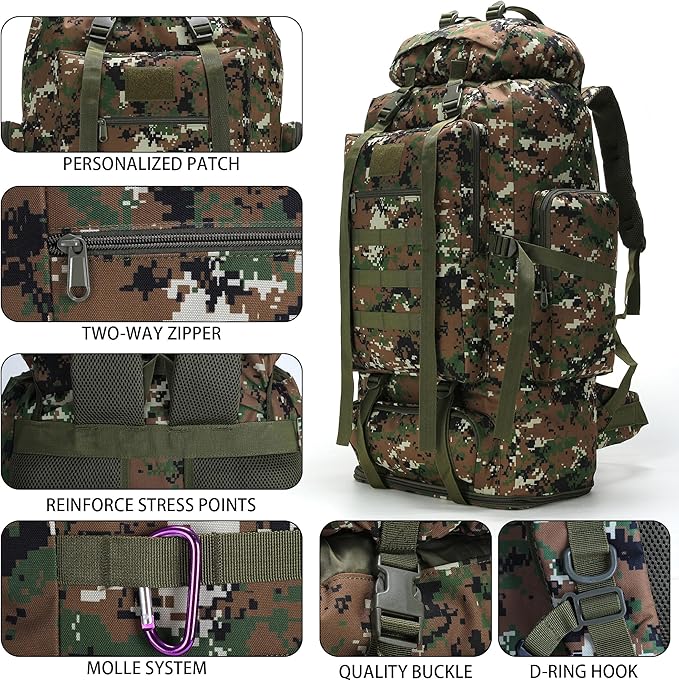 Hiking Backpack for Men 70L/100L Camping Backpack Military Rucksack Molle 3 Days Assault Pack for Climbing | Camping Backpack, 3 Days Assault Pack, for Climbing