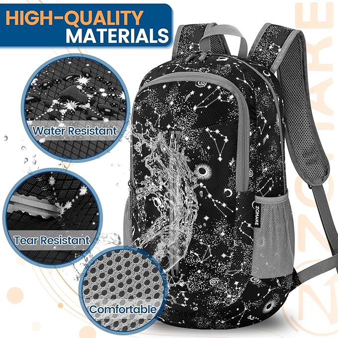ZOMAKE Ultra Lightweight Packable Backpack 25L - Foldable Hiking Backpacks Water Resistant Small Folding Daypack for Travel(Starry sky print)