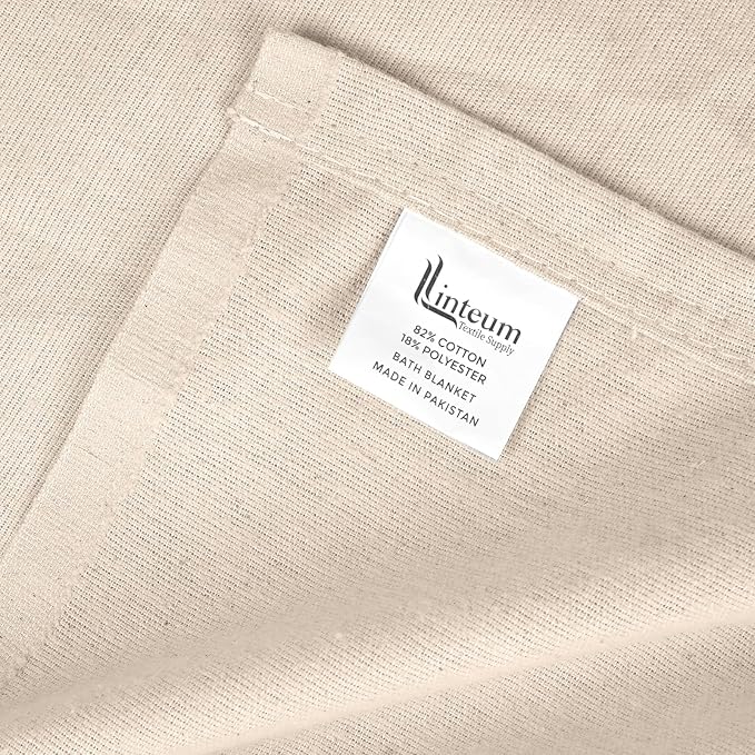 Linteum Textile Cotton Blended Hospital Patient Bath Blanket, Bed Bath Sheet, Twin Blanket Lightweight Sheet Blankets 70x90 in, 1.75 lb. Unbleached [2 Pack]