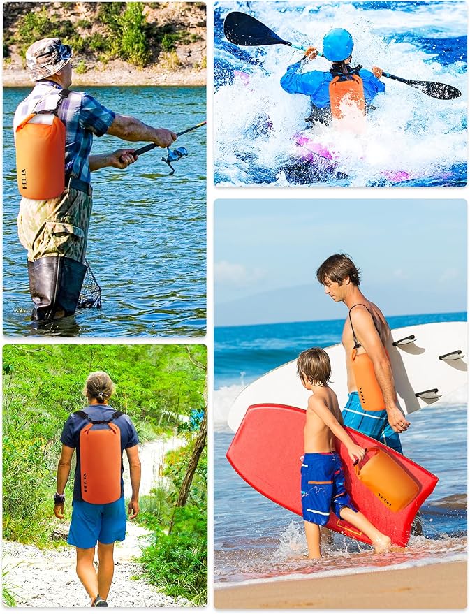 HEETA Waterproof Dry Bag for Women Men, 5L/10L/20L/30L/40L Roll Top Lightweight Dry Storage Bag Backpack with Emergency Whistle for Travel, Kayaking, Boating, Camping, Beach, Cruise Ship Essentials