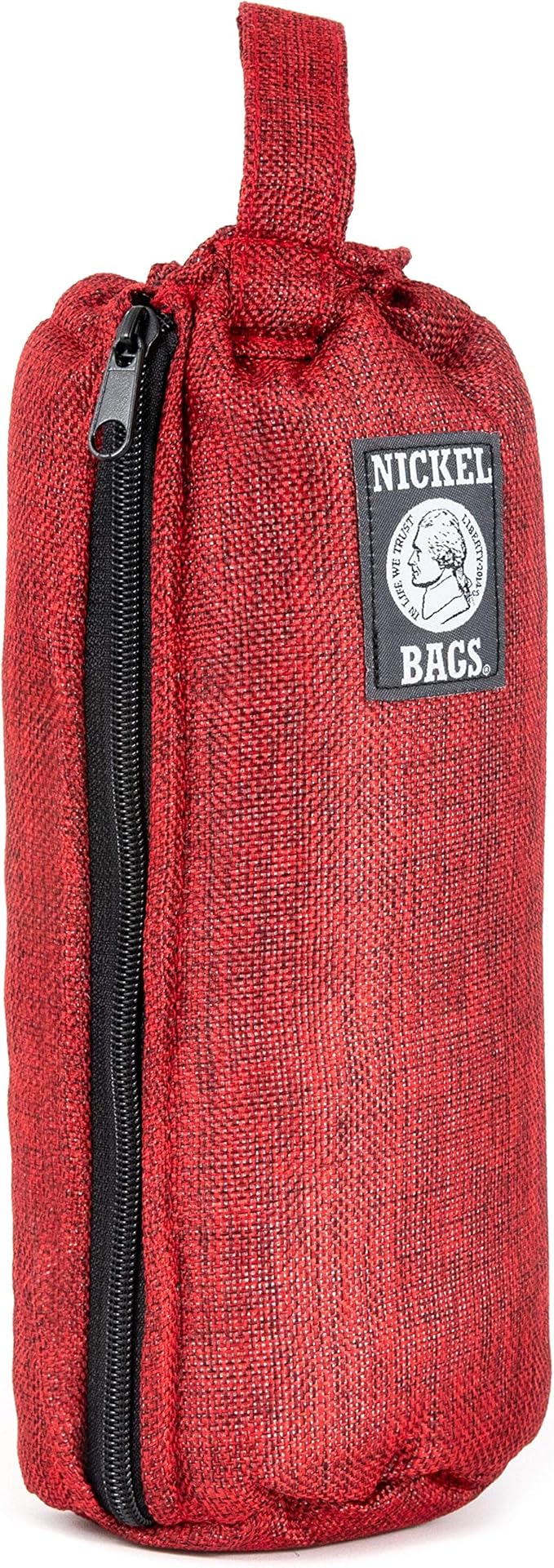DIME BAGS Nickel Bags Padded Drawstring Duffle Tube, Hemp Protective Sling Bag with Soft Velour Interior, Breakable-Safe Storage for Glass & Gear, Durable Zipper & Strap (10 Inch, Red)
