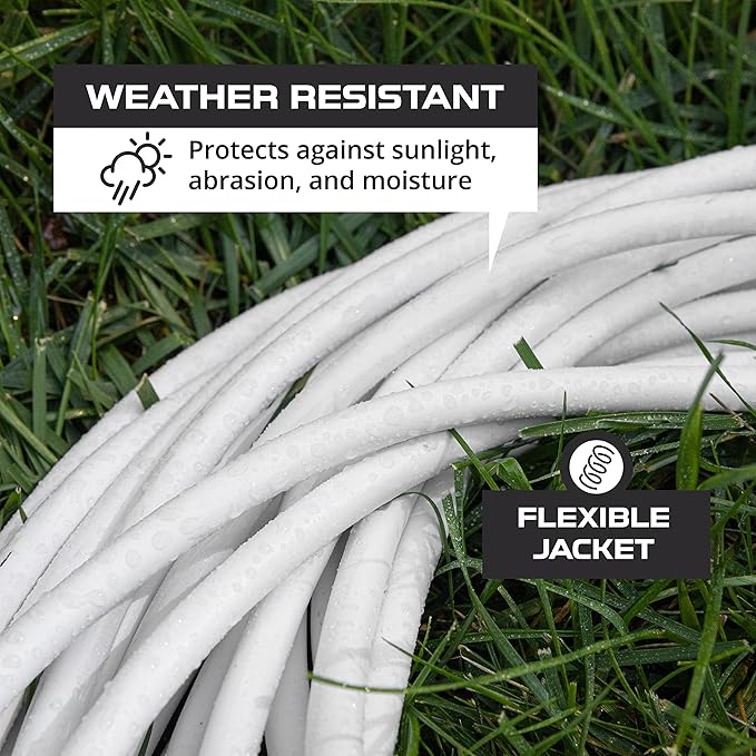 Iron Forge Cable 2 Pack Weatherproof 25 Ft Outdoor Extension Cord - 16/3 SJTW Heavy Duty White Extension Cord 3 Prong - 13 Amp Exterior Power Cable