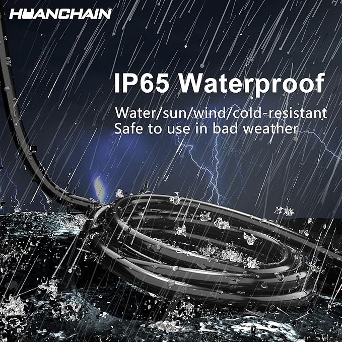 HUANCHAIN Indoor Outdoor Black Extension Cord 100 ft Waterproof, 16/3 Gauge Flexible Cold-Resistant Appliance Extension Cord Outside, 10A 1250W 16AWG SJTW, 3 Prong Electric Cable, ETL