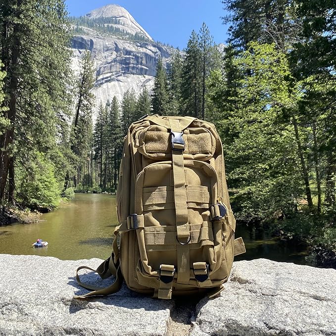 30L Tan Tactical Backpack - MOLLE Military Bug Out Bag, Small Survival Rucksack & EDC Daypack for Hunting, Hiking, Camping, Travel - Outdoor Gear for Men & Women