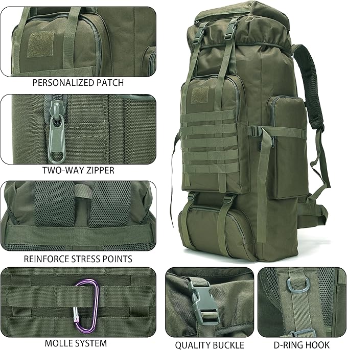 Hiking Backpack for Men 70L/100L Camping Backpack Military Rucksack Molle 3 Days Assault Pack for Climbing | Camping Backpack, 3 Days Assault Pack, for Climbing