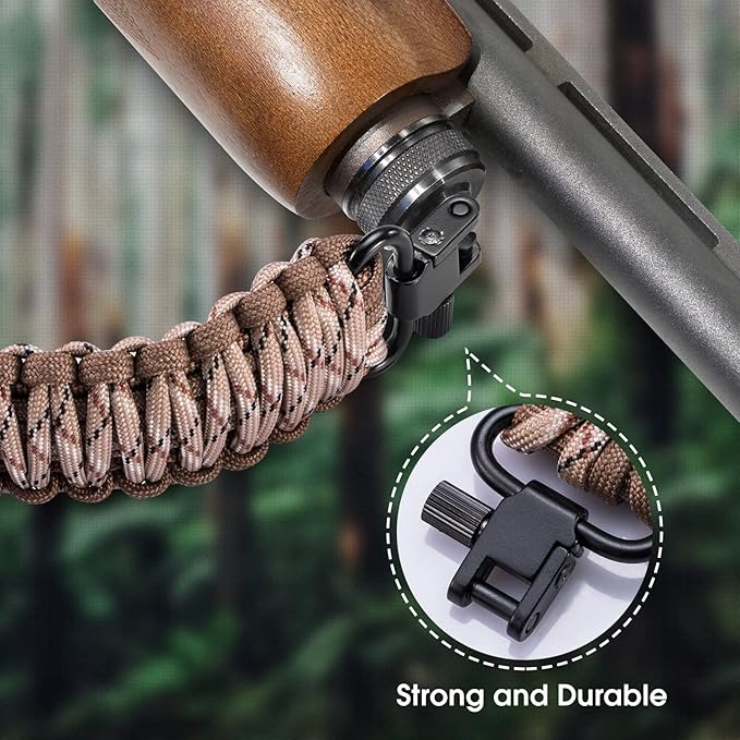 VVAAGG Two-Point Paracord Rifle Sling with Swivels, Non-Slip Gun Sling with Adjustable Length Strap