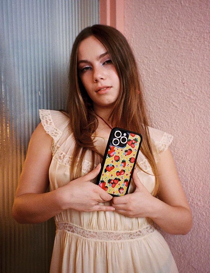 Wildflower Cases - Compatible with iPhone 13 Pro | Red, Strawberry, Yellow, Trendy, Fruit - Protective Black Bumper, 6.5ft Drop Test Certified, Women Owned Small Business | Sweet Berries