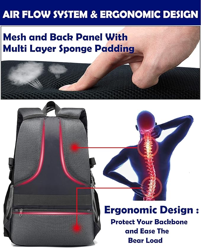 ProEtrade Extra Large Backpack Bookbag for College Laptop Travel, Fit Laptop Up to 17 inch with USB Charging Port Multi Compartment Anti theft, Gift for Women Men (Light Black)