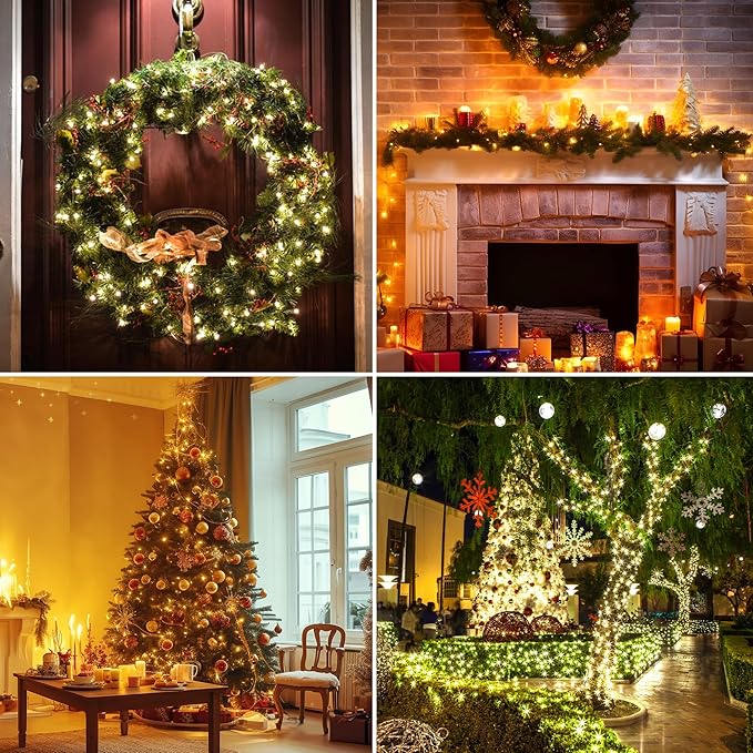 ASENEK 99FT 300 LED Christmas String Lights End-to-End Plug 8 Modes Indoor Lights with Timer, Outdoor Indoor Fairy Lights Christmas Tree Patio Garden Holiday Warm White