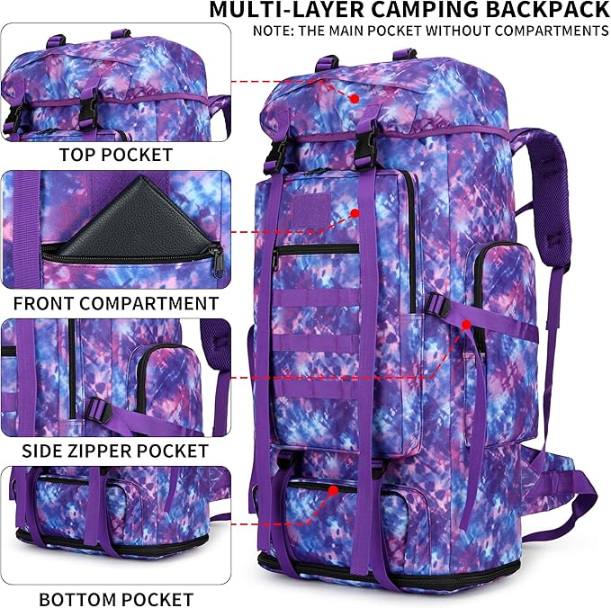 Hiking Backpack for Men 70L/100L Camping Backpack Military Rucksack Molle 3 Days Assault Pack for Climbing | Camping Backpack, 3 Days Assault Pack, for Climbing