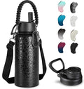 KXIAOCHEN Insulated Water Bottle, Stainless Steel Water Bottle, 2 Lids (Straw and Handle Lid),Wide Mouth Metal Water Bottles Keep Hot and Cold, Double Walled, Thermo Mug, Metal Canteen