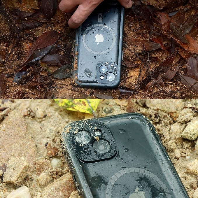 SPORTLINK for iPhone 14 Case Waterproof - Buit in Screen Protector [Compatible with MagSafe][IP68 Underwater][6.6FT Military Dropproof][Dustproof] Full Body Shockproof Phone Case 6.1" Black