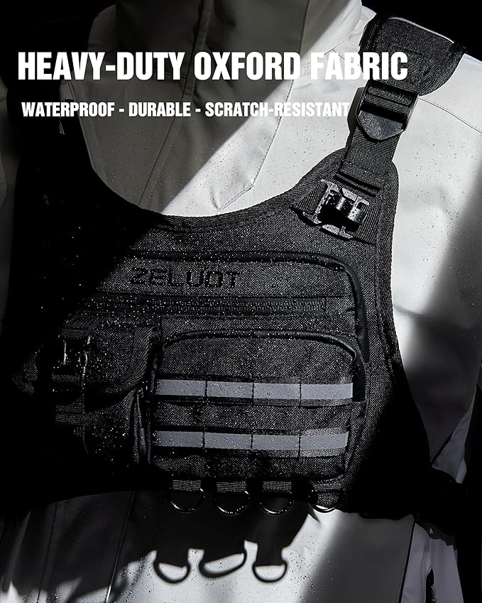 Zelvot Running Vest with 2L Water Bladder, 12L Hydration Backpack with Gear Holder, U.S. Design Patent, Lightweight Hydration Pack, Reflective Chest Pack for Men Women for Hiking
