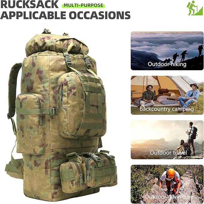 100L Camping Hiking Backpack,Molle military Tactical rucksack backpack,Waterproof Lightweight Hiking Backpack
