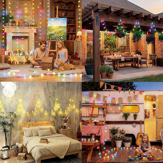Color Changing String Lights Plug in, 33ft 60LED Connectable Crystal Globe String Light Remote, Decorative Outdoor Twinkle Lights for Girl Gift Bedroom Patio Garden Tent Camp Party Christmas Décor