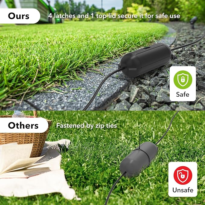 [6 Pack] Outdoor Extension Cord Cover Waterproof, BN-LINK Outdoor Plug Protector, Electrical Connection Box for Holiday String Lights & Tools, Black