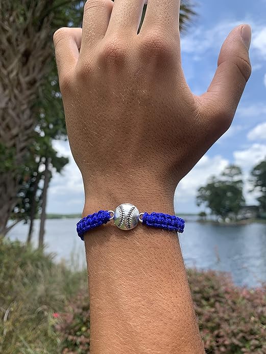 Sportybella - Baseball Bracelet, Baseball Jewelry, Adjustable Braided Baseball Bracelet, Baseball Gifts, Baseball Accessories