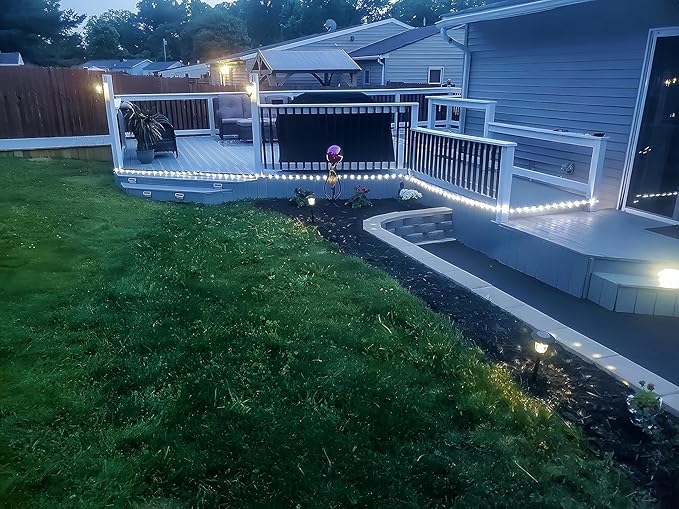 Lighting EVER 33ft 240 LED Outdoor Rope Lights Cool White 6000K, 24 V Connectable, Waterproof Clear Tube String Lights for Deck Railing, Patio Ground, Garden, Yard Lawn, Flower Bed Landscape, Camping