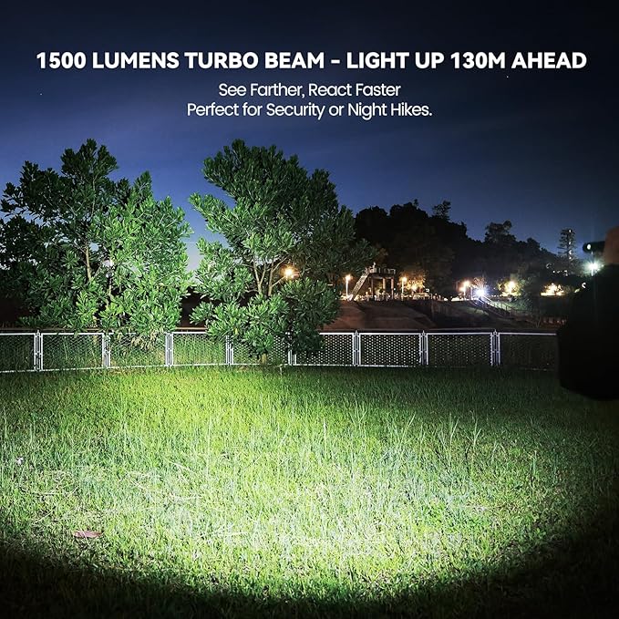 Guardtier ML70 Rechargeable Flashlight for Outdoor Working Camping/Emergencies/Outdoor Activities, Aluminum LED Tactical Penlight, USB-C/2AA, Tail Switch, 1500 Lumens, 5 Modes - Black, 6.1 in