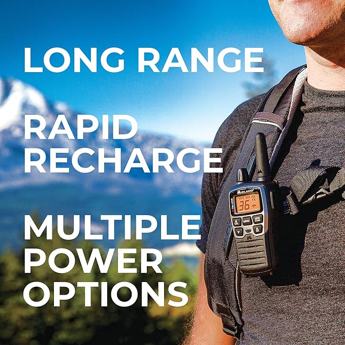 Midland T77VP5 X-TALKER Long Range Walkie-Talkie FRS Two-Way Radio for Camping Overlanding NOAA Weather Scan + Alert, 121 Privacy Codes - Includes Carrying Case & Headset Black/Silver, 2 Radio Bundle