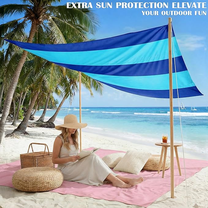 Famstar Beach Blanket Oversized Extra Large 78" X 81",Waterproof Sandproof Beach Blanket 1-7 Adults Lightweight Durable for Travel Camping Hiking Picnic