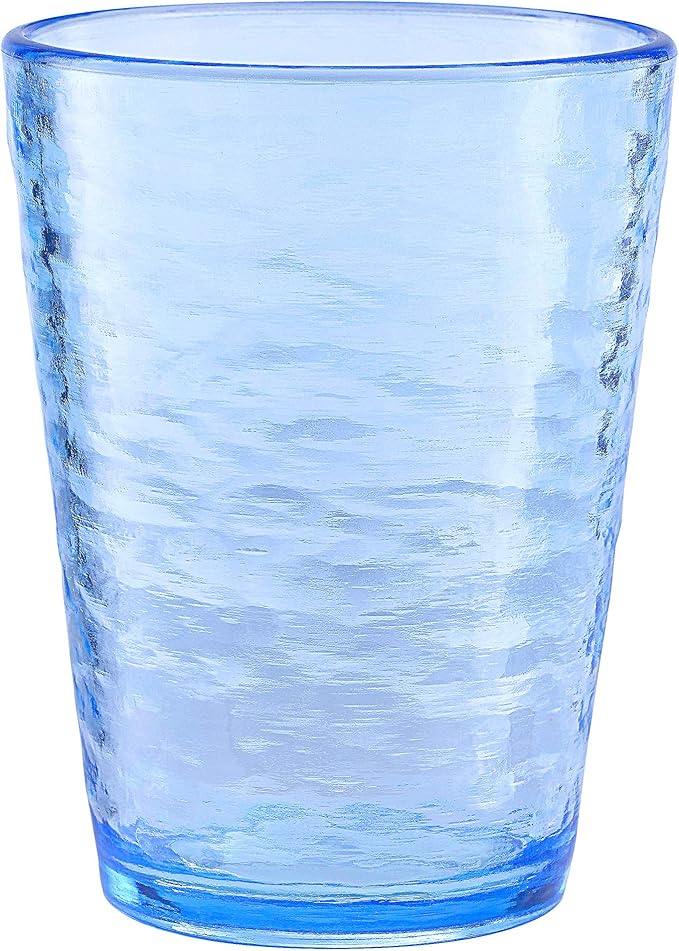 KLIFA- RIPPLE- 16 ounce, Set of 6, Acrylic Tumbler Drinking Glasses Cups, BPA-Free, Stackable Plastic Drinkware, Dishwasher Safe, Ocean Blue
